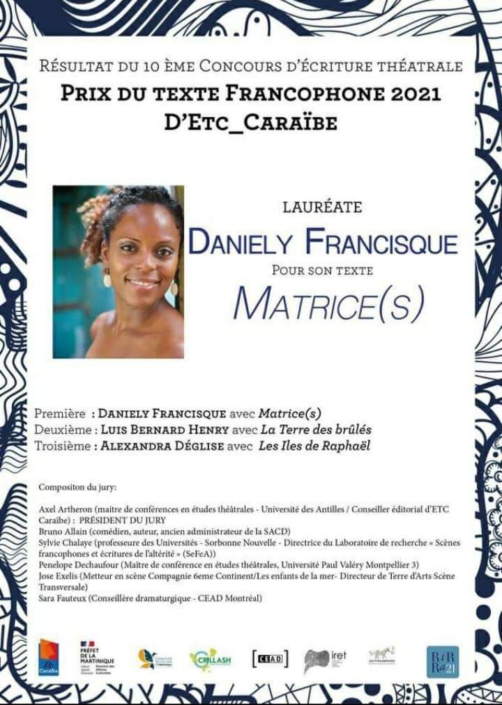 Daniely Francisque remporte le prix du texte francophone 2021 D’Etc-Caraïbe