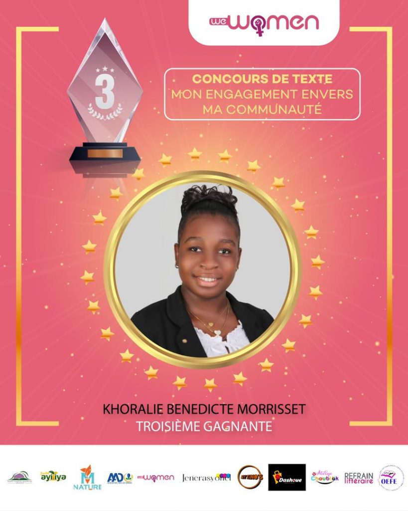 Qui est Khoralie Benedicte Morisset, la 3e gagnante du concours de texte organisé par We Women ?